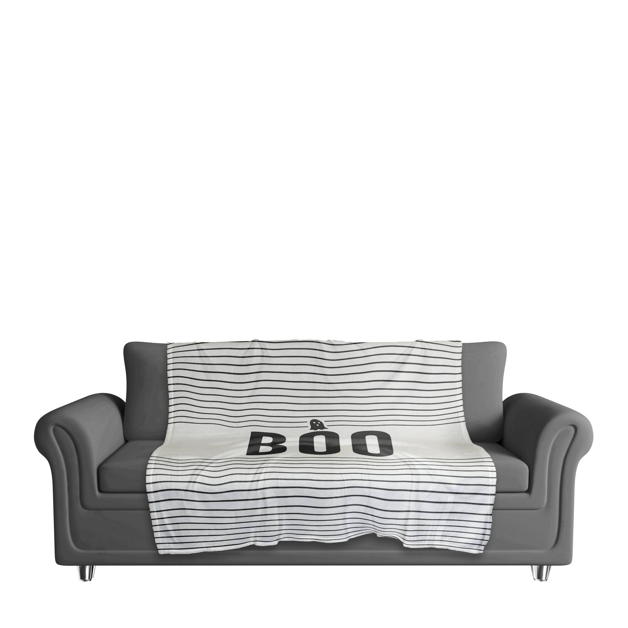 Stripes Ghost Boo Fleece Throw Blanket